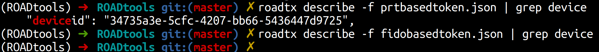 FIDOトークンにデバイスクレームが含まれていないことを示す画面（出典: dirkjanm.io / CC BY）